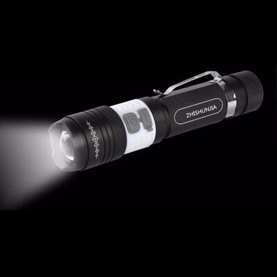 

Super Bright Metal Case Flashlight T6 COB 3-Mode Zooming Waterproof Flashlight - Black