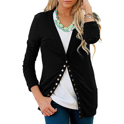 

Nomeni Womens V-Neck Button Down Knitwear Long Sleeve Knit Sweater Shirt Top Blouse