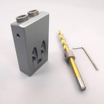 

Pocket Aluminium Alloy Porous Oblique Hole Jig Kit System for Wood Working Punch Locator with 95mm Puncher Woodworking DIY Tool