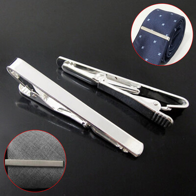 

Siaonvr Silver 60MM Tie Bar Clip Stainless Steel Skinny Mens Boys Plain Solid Clasp Pins