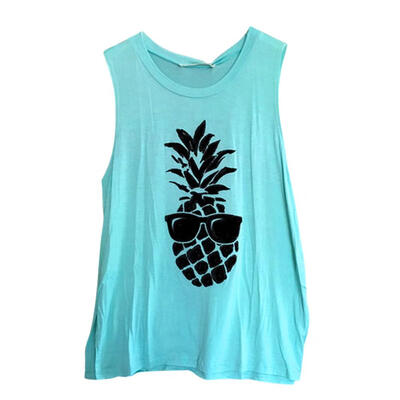 

Sexy Joker Round Collar Printed Pineapple Loose Render Vest