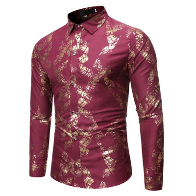 

Tailored Mens Casual Ethnic Style Vintage Printing Slim Long Sleeve Shirt Blouse Tops