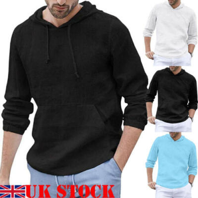 

NEW Mens Warm Hoodie Hooded Sweatshirt Coat Jacket Outwear Jumper Linen Sweater