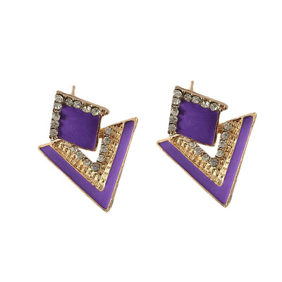 

High Quality Female Fashion Vintage Lovely Triangle Punk Earrings Rhinestone Triangle Earrings Jewelry
