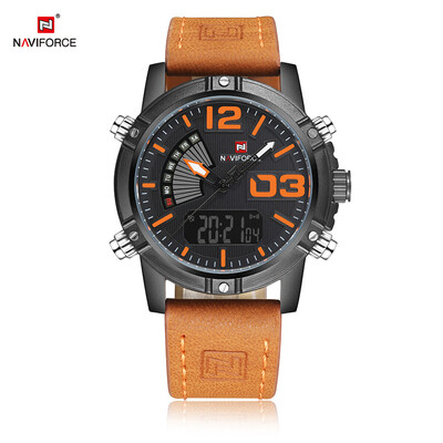 

NAVIFORCE NF9095M Men Dual Movt Watch Luminous Calendar LED Light 3ATM Wristwatch