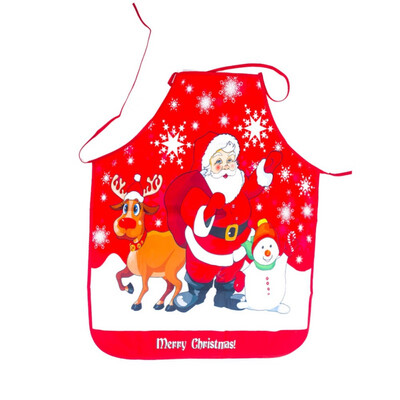 

Christmas Apron Tree Deer Snowman Printing Ornaments Christmas Apron Big Pocket Brief Fabric Kitchen Baking Cooking Bib Apronfor