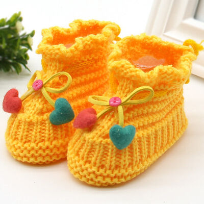 

WEIXINBUY Woolen Baby Shoes Infants Crochet Knit Fleece Warm Boots Toddler Girl Boy Wool Snow Crib Shoes Winter Booties