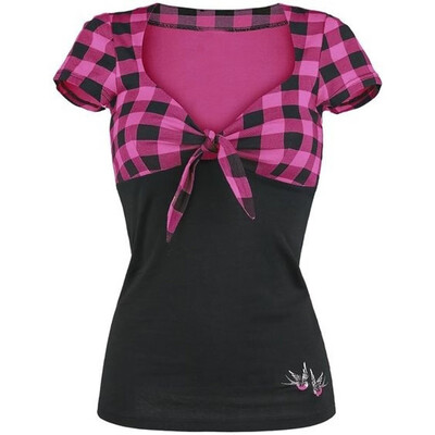 

Starmoon Womens Spell Color V-Neck Plaid short-Sleeved Shirt Pullover Tops Shirt