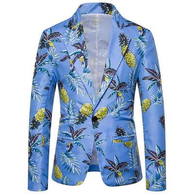 

Mens Vintage Ethnic Printed Coat Floral Casual Dress Suit Slim Fit Blazer Jacket