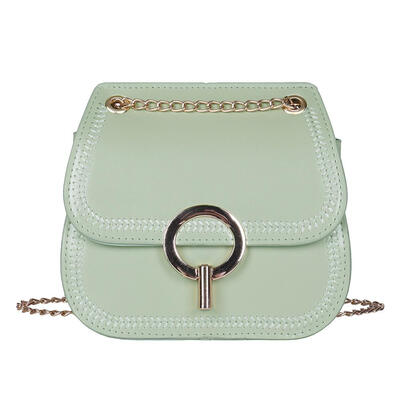 

Flap Shoulder Handbags Women Leather Solid Color Chain Crossbody Saddle Bag