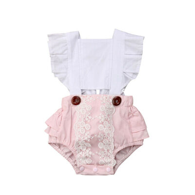 

Newborn Toddler Baby Girl Romper Ruffle Backless Bodysuit Jumpsuit Outfit Summer