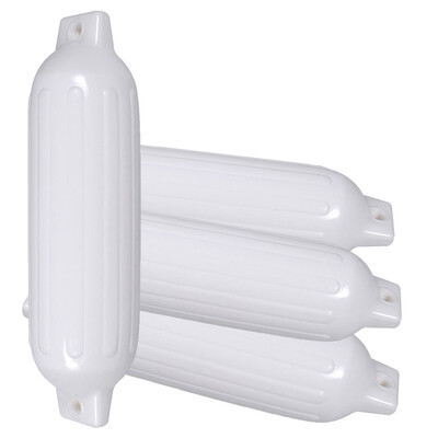 

4 Ribbed Marine 65" X 23" Boat Fender Vinyl Bumper-White