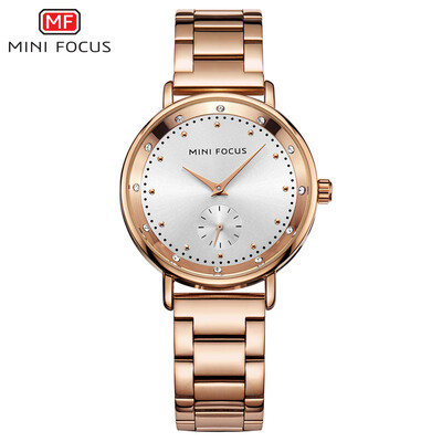 

MINI FOCU Fox elegant womens watch quartz watch casual elegant steel belt watch double dial waterproof MF0037L