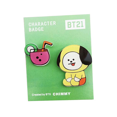 

2 Pcs Set KPOP BTS Same paragraph Cartoon Acrylic Badge Set Super Cute Brooch Bag Pendant
