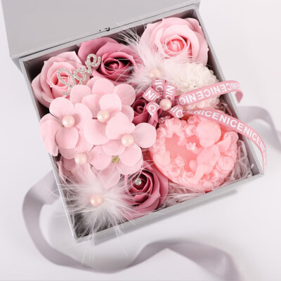 

New Romantic 4 Color Valentine Scented Soap Artificial Rose Gift Box Wedding Birthday Girlfriend Romantic Fragrant Petals Flowers