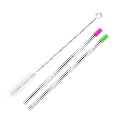 

Useful Reusable 304 Stainless Steel Straw with Dust Cap Milk Tea Straws with Brush Party Drinking Accessories