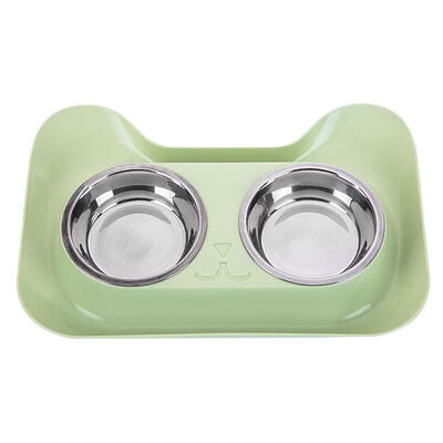 

Double Dog Bowls Puppy Food Water Feeder Pets Stainless Steel Feeding Dish
