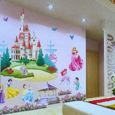 

Seven Princess Castle 3D Wall Stickers Large Mural Vinyl Decals Girls Room Decor