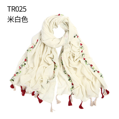 

2017 new embroidery cotton&linen scarves scarf national wind retro national wind hanging scarf shawl wholesale