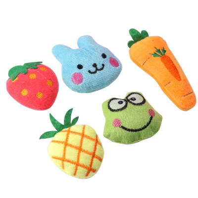 

Greensen 5 pcs set Animal-shaped Fruit-shpaed Cute Pet Cat Kitten Plush Play Toy