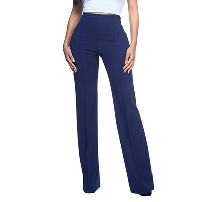 

Womens High Waist Fashion Solid Loose Wide Long Trousers Flowing Palazzo Pants