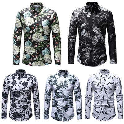 

2019 New Fashion Men´s Shirt Summer Autumn Winter Luxury Stylish Floral outerwear 4 Styles