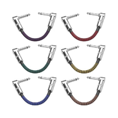 

30cm 1ft Guitar Effect Pedal Cable Instrument Patch Cord 14 Inch 635mm Silver Right Angle TS Plugs Braided Fabric Jacket 6 Col