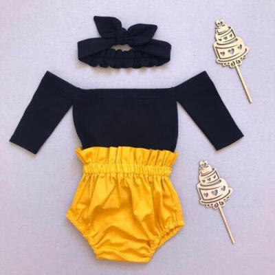 

Toddler Kids Baby Girls Summer Clothes Headband Tops Ruffle Briefs 3Pcs Outfit