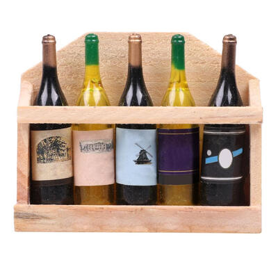 

Mini 5 Plastic Wine Bottles Wooden Log Refrigerator Sticker Fridge Magnet