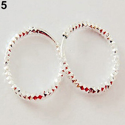 

1 Pair Simple Shiny Smooth Small Wave Big Wave Hoop Snap Closure Circle Earrings