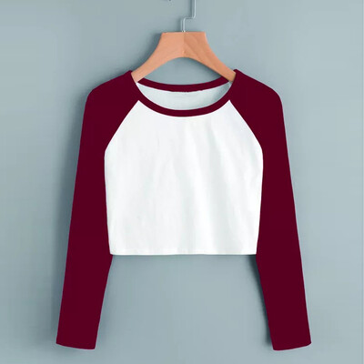 

Nomeni Women Daily Casual Long Sleeve Solid Patchwork Stretchy Tops Blouse T-Shirt