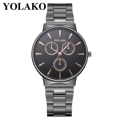 

Gobestart YOLAKO Mens Quartz Stainless Steel Band Newv Strap Watch Analog Wrist Watch