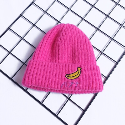 

2019 New Boys&Girls Hat Fruit Embroidered Knitted Hat Baby Candy-colored Wool Hat Winter Tide Winter