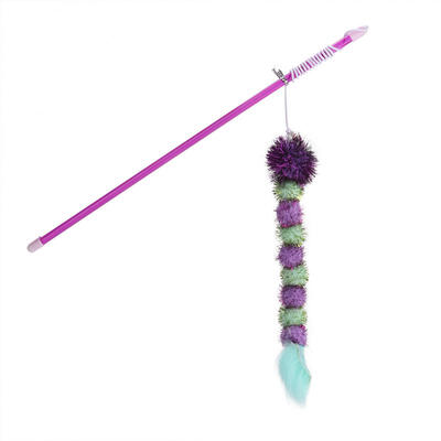 

Greensen 2Pcs Plastic Cat Teaser Exerciser Kit Glitter Worm Funny Wand Stick Pet Playing Interactive Toy