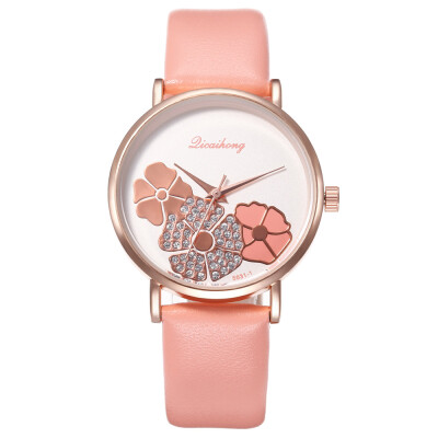 

New creative rhinestone inlaid flower fashion ladies quartz watch female student watch generation