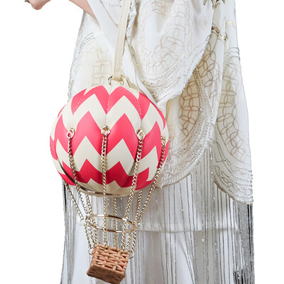 

Woman Hot Air Balloon Handbag Creative Messenger Concave Pattern Handbag Chain Decoration Leather Bags