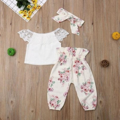 

Casual Newborn Baby Girls Short Sleeve Tops Shirt Long Pants Outfits Clothes Set
