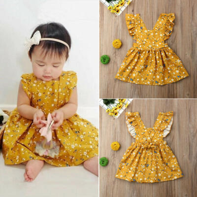 

UK Toddler Kids Baby Girl Sleeveless Ruffle Floral Princess Party Dress Sundress