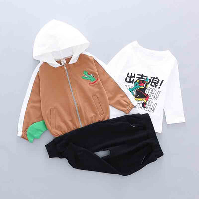 

Autumn Baby Boy Girl Long Sleeve Cartoon Print T-shirt Hoodie Dinosaur Sweatshirt Trousers Casual Outfits