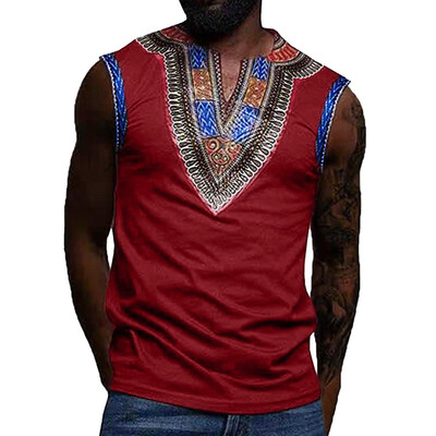 

Toponeto Fashion Mens Nationality Printed Silm Fit Sleeveless V-Neck Tank Top Vest