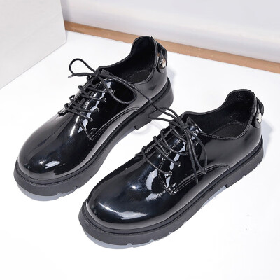 

INS Shoes Female Retro-English Wind Spring Student Korean Version Uzzang Black Tide