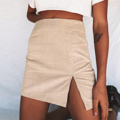 

Gobestart Womens Sexy Party Solid Zipper Wooden Slim High Waist Short Mini Skirt