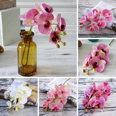 

1Pc 6Heads Artificial Butterfly Orchid Silk Flower Home Wedding Party Decor