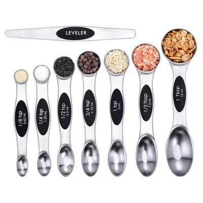 

8PcsSet Stainless Steel Magnetic Double Heads Measuring Spoons Kitchen Tools