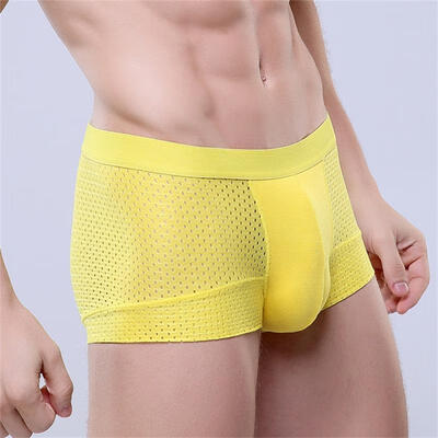 

Mens Underwear Ice Silk Boxer Sexy Modal Underwears Breathable Hollow Out Mesh Shorts
