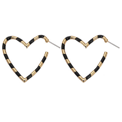 

Punk Color Block Heart Shape Statement Lady Stud Earrings Jewelry Valentine Gift