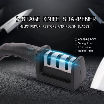 

Kitchen Knife Sharpener 3 Stage Steel Ceramic Coated Kitchen Sharpening Tool Helps Repair&Polish Blades