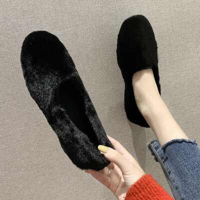 

Flat shoes comfortable warm shoes Mao Mao shoes padded down womens shoes light board simple autumn&winter season