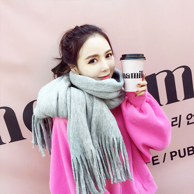

Scarf female winter Korean version of the wild dual-use solid color shawl student male long section thick warm scarf autumn&winter