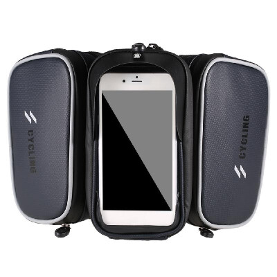 

Waterproof Bicycle Frame Bag Double Pouch Bike Top Tube Bag MTB Mountain Bike Cycling Bag Touchscreen Phone Case for 60 Inch Cell